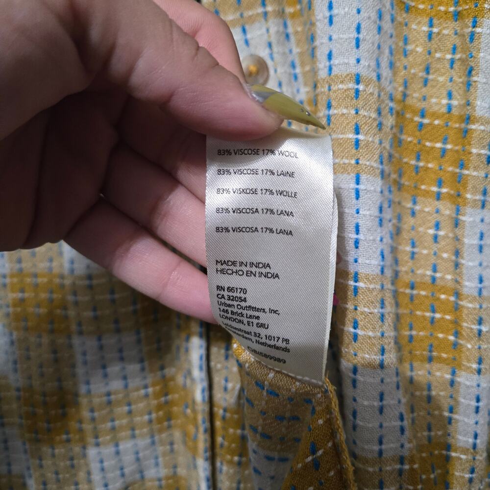 Anthropologie Pilcro Plaid Motif Yellow Long Sleeve Top Size: XL - Picture 8 of 8
